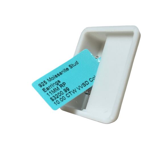 925 Sterling Silver Moissanite Stud Earrings 11MM RP 10.00 CTW VVSD Color - Picture 4 of 6